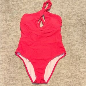 NWT WOMENS XL Cupshe CORAL One-Piece Swimsuit Braided Halter AND TIE BACK